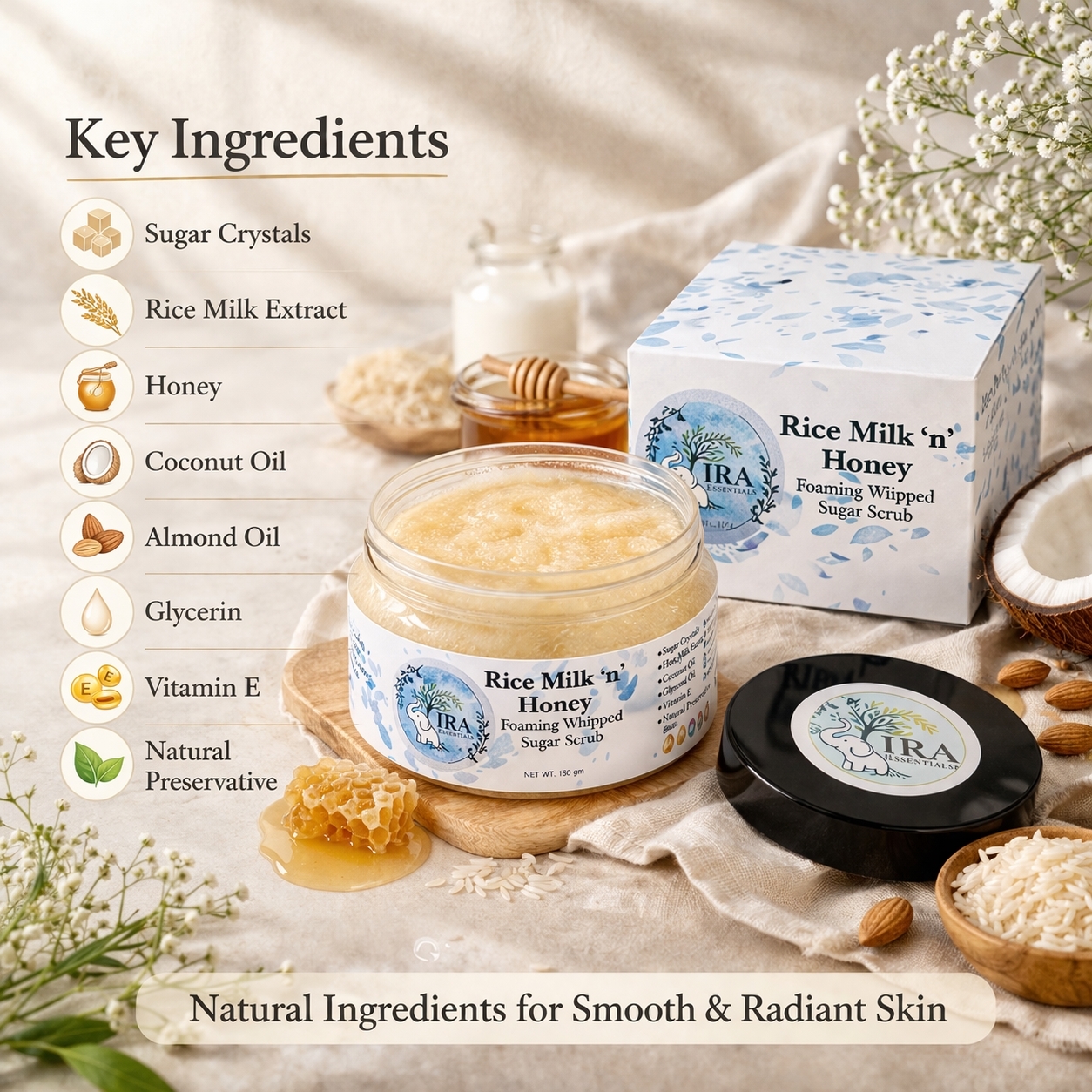 Rice Milk ’n’ Honey – Foaming Whipped Sugar Scrub